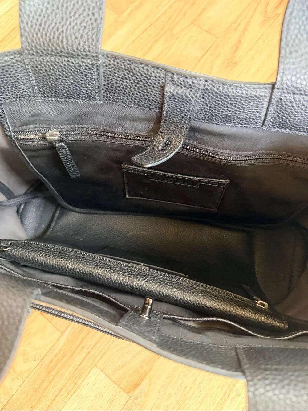 Tumi Black Pebbled Leather Laptop Tote Briefcase + Matching Clutch